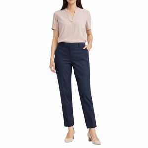 Talbots Slim Straight Ankle Pants Mid Rise Navy Blue Heathered Women’s Size 8